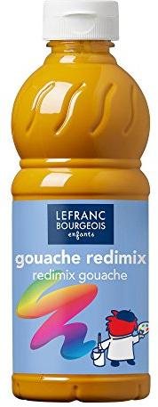Lefranc & Bourgeois 188014 Barn färdig att använda flytande Tempera Redimix Gouache-färg, 500 ml flaska, gul ockra
