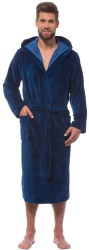 Morgenstern Bademantel mit Kapuze für Herren blau, Marine, L