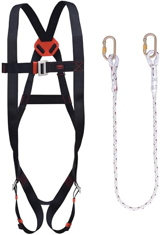 JSP SPARTAN Restraint Kit - Black - One Size - Height Safety - Harness & Lanyard - Working at Height - EN 361 & EN 354