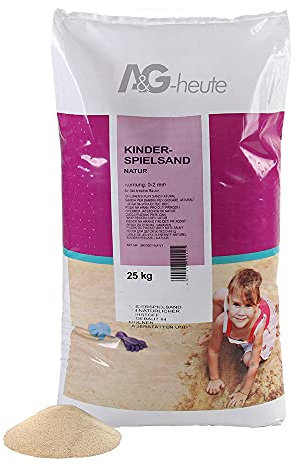 A&G-heute Min2C 25kg Spielsand Quarzsand | Fein gesiebt und geprüft | Hochwertiger Sand für Sandkasten Sandbox Kinderspiele Dekosand | Kinderspielsand Beige Qualität