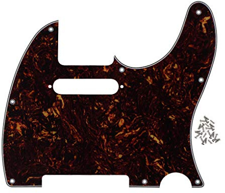 FLEOR 8-Loch 4-lagig Braune Schildpattl TL Pickguard Single Coil Neck Hole Schnittschutzplatte mit Befestigungsschrauben für den Austausch von US/Mexiko Standard TL TE Plate