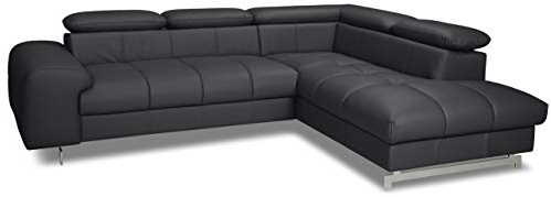 Mivano Ecksofa Chef / L-Sofa mit Schlaffunktion, Bettkasten und verstellbaren Kopfstützen in Lederoptik / 262 x 72 x 206 / Kunstleder Schwarz