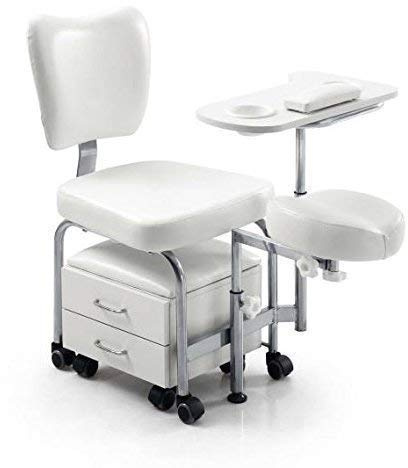 Urbanity manicure pedicure nail station beauty chair stool table spa drawers white
