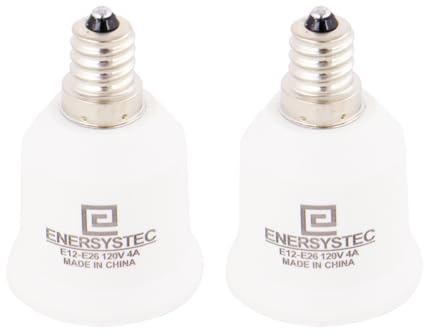E ENERSYSTEC E12 to E26 Light Bulb Base Adapter, E12 Light Socket to Regular E26 Medium Screw Base, Candelabra E12 to Standard E26 Adapter, Chandelier Socket E12 Converter 2PACK