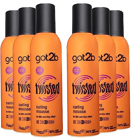 Schwarzkopf got2b Twisted Curling Hair Mousse, Anti-Frizz Formula Desgined for Curls, Lasts up to 96 Hours, Vegan, 250 ml - Pack of 6