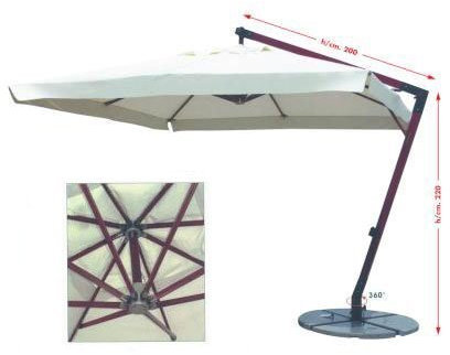 Vette CDF03205 Helios Ombrellone Decentrato con Manovella, Pesante, Legno, Beige