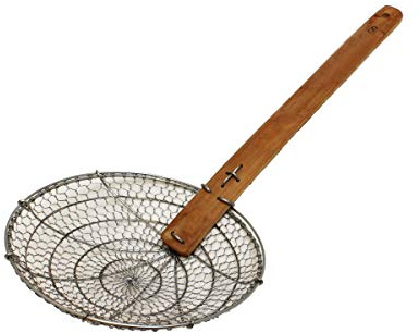 Thunder Group SLSKR008GV Galvanized Bamboo Handled Skimmer, 8-Inch, Coarse Mesh