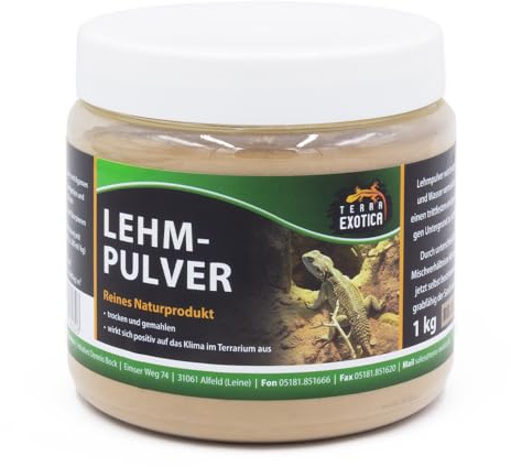 Terra Exotica Lehmpulver für Terrarien - weiß, rot, gelb oder braun – Natürlicher Bodengrund-Zusatz für Reptilien, Amphibien & Wirbellose – Ideal zum Mischen mit Sand oder Erde (braun 1kg)