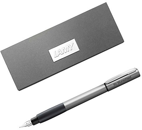 Lamy Füllhalter accent Al KK Modell 096, Feder M, inkl. Gravur, Farbe Aluminium/Schwarz