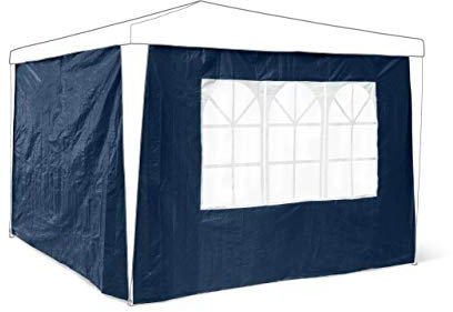Relaxdays Set 2 Pareti Laterali per Gazebo, 3 x 3 m, Telo in PE, Finestre, Rivestimento per Festival, Tendone, Blu