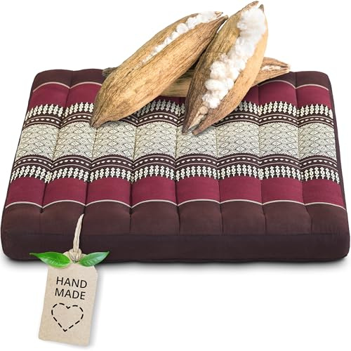 livasia Sitzkissen Stuhlauflage groß - 50x50x6cm - Bodenkissen Indoor/Outdoor, Meditationskissen Yogakissen, Stuhlauflage für Palettenmöbel, Steppkissen für Stuhl und Bank (Weinrot)