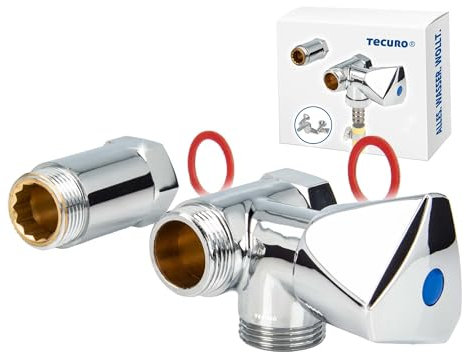 tecuro Valvola per elettrodomestici con manico triangolare per lavaggio e lavastoviglie 3/4 pollici, con valvola antiriflusso, cromata