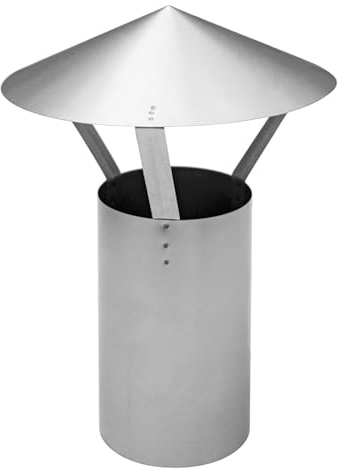 raik Regenhaube mit Ofenrohr-Stutzen Ø 200 mm – Rauchrohr Abdeckung für Gartenofen, feueraluminiertes Metall, 0,6 mm, wetterfest