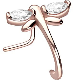 PIERCINGLINE Chirurgenstahl Nasenpiercing | Libelle | Piercing Nase Stecker | Farbauswahl
