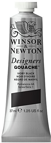 Winsor & Newton Designer's Gouache, 37 ml (1.25oz) tube, Ivory Black