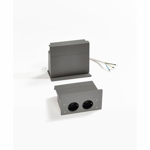SO-TECH® Linero MosaiQ eBoxx Set 2-fach-Steckdose (DE) für Küchenreling Graphitschwarz