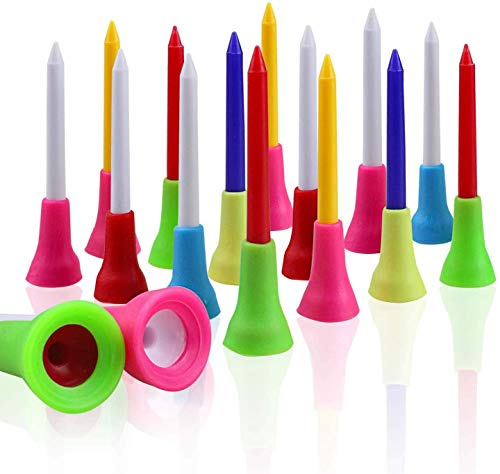Crestgolf Durable Golf Cojín de Goma Long Top Tees Multi Color Plastic Golf Tees Professional Random Color Golf Practicing for Golfista, Paquete de 50 Piezas, 2 3/4 Pulgadas (70 mm)