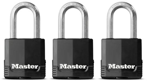 Master Lock Lot de 3 cadenas en acier Noir 48 mm