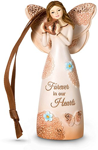 Pavilion Gift Company 19062 Light Your Way Memorial Forever in Our Hearts Angel Figurine, 4-1/2-Inch, Blue