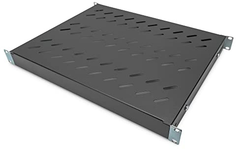 DIGITUS Hylla - Variabelt djup - För fast installation - 19 tum - 1U - Lastkapacitet 50 kg - För nätverks- och serverskåp - Från 600 mm skåpdjup - Svart