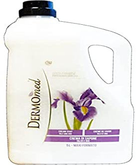 DERMOMED - Savon liquide pour le visage et les mains, testé dermatologiquement Ph 5.5, nettoyant hydratant sans parabens ni paraffine, multi-usages, parfum de talc et d'iris - Taille maxi 5 lt