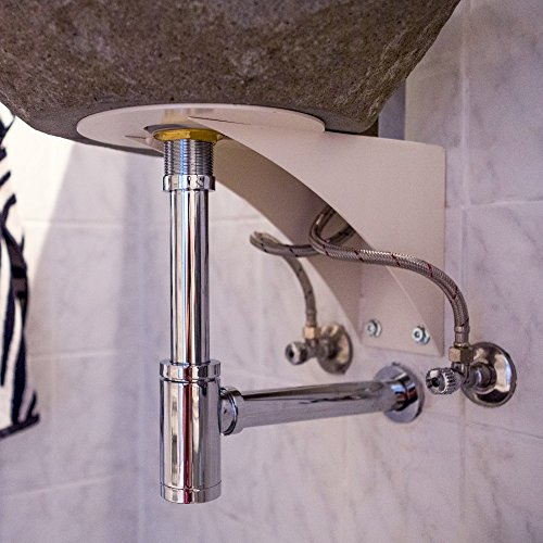 WOHNFREUDEN Stahlblech Waschbecken grau - für Naturstein Waschbecken 100kg Stützlast 4,5 cm Abflussloch