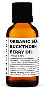 Erbology Organic Sea Buckthorn Oil 30ml - 30 Servings - Cold-Pressed 50:1 - Rich in Omega-7 and Beta-carotene - Straight from Farm - GMO-Free - No Additives or Preservatives - Recyclable Glass Bottle