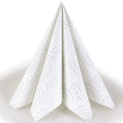 Servietten Ornament Premium Airlaid STOFFÄHNLICH | 40 x 40cm | Hochzeitsserviette | hochwertige Serviette für Hochzeit, Geburtstag, Party, Taufe, Kommunion | made in Germany (50 Stück, Loop Silber)