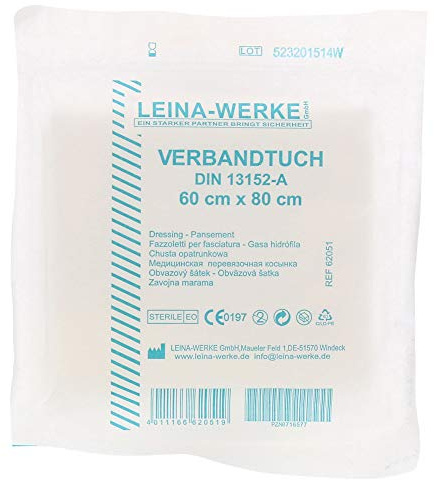 LEINAWERKE 62051 Verbandtücher DIN 13152-A - 60 cm x 80 cm, 1 STK.