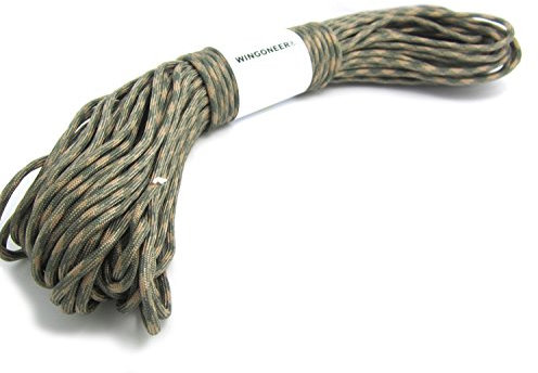 WINGONEER Fallschirmschnur Paracord, mit 7 Strängen, 550 lbs, 100 ft - beige + dunkelgrau