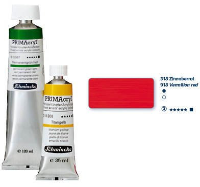 Schmincke – PRIMAcryl® - feinste Künstler-Acrylfarben, Zinnoberrot - 120 ml