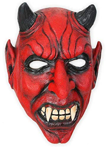 KarnevalsTeufel.de Teufelsmaske, Latex, 3/4 Maske, für Erwachsene, Universalgröße, Unisex, Hallo...