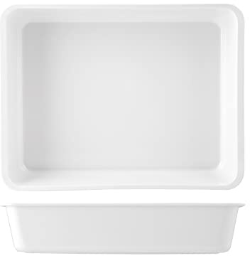 H&H Vaschetta Rettangolare in Melamina Bianca 40x30x8 cm, Vassoio Gastronomia Professionale per Alimenti, Lavabile in Lavastoviglie