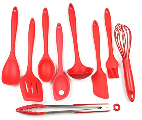 Chef Craft 42095 Premium Silicone Kitchen Tool and Utensil Set, Red