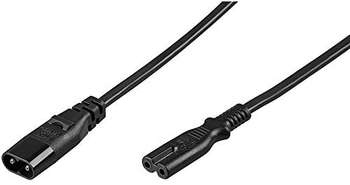 Verlängerungskabel C7/C8, 2 m, Gerätestecker C8 > Gerätebuchse C7, Schwarz