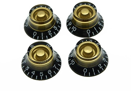 kaish 4 schwarz W/Gold Custom LP Gitarre Bell Knobs Potiknöpfe Top Hat Knöpfe für Les Paul