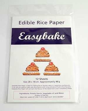 Easybake Edible Rice Paper White 12 Sheets