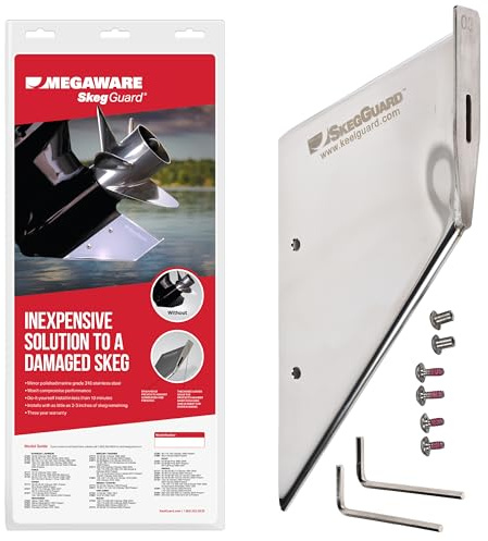 MEGAWARE KEELGUARD 27031 SKEGGUARD Fits Mercury MerCruiser Alpha 1 Generation 2 1991-Present, Repairs Broken Skeg, 316 Marine-Grade Stainless Steel Guard Protector with Drain, Prevents Damage, DIY