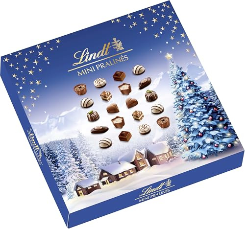Lindt Schokolade Weihnachts-Zauber Mini Pralinés | 100g | 20 weihnachtliche Pralinen in 9 Sorten, zum Teil alkoholhaltig | Schokoladen-Geschenk zu Weihnachten | Pralinen-Geschenk