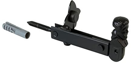 Amig - Fermaporta decorativo per persiane Mod.6 - Dimensioni: 157 x 60 mm - Ancoraggio di sicurezza in stile forgiato - Previene urti e rotture - In acciaio rifinito in nero epossidico opaco