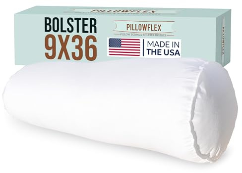Pillowflex Bolster Pillow (9x36) - Round Roll Pillow Bolster Insert, Plush Polyester-Filled Insert for Decorative Shams, Odorless, Lint and Dust-Free Polyester Filling, No Lumps - (White)
