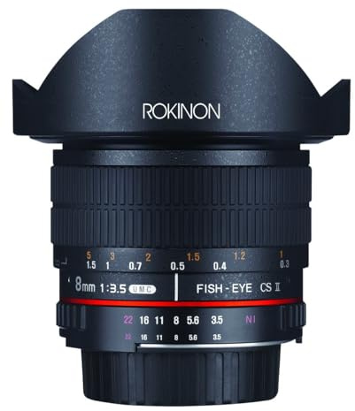 Rokinon Obiettivo fisheye 8 mm f3.5 AS IF MC CSII DH con cappuccio rimovibile per fotocamere digitali Olympus e Panasonic Micro 4/3 (MFT) (HD8M-MFT)