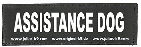 Interchangeable Patches, 1 pair, ASSISTANCE DOG, Size: Large, Black