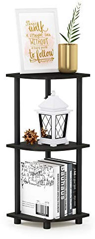 Furinno Eckregal Mehrzweckregal mit 3 Ebenen, Holz, Espresso/Schwarz, 29.46 x 29.46 x 75.18 cm