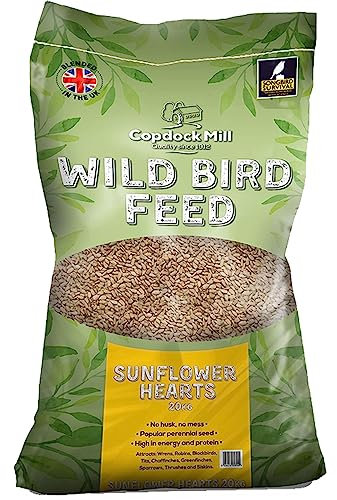 Copdock Mill Sunflower Hearts Bird Food 20kg – for Wild Birds – Bird Seeds Suitable for Sunflower Seeds Feeders & Bird Tables