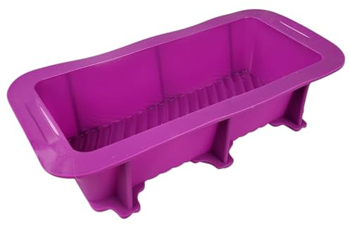 GMMH Silikon Brotbackform, Kastenform mit verzierenden Streifen und stabilisierendem Rand, Antihaft Backform Kuchenform für Kuchen und Brot, 23x10x6 cm (Lila)