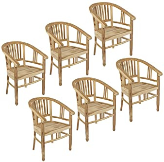 SAM 6er Spar-Set Moreno, Gartenstuhl, Sessel aus Teak Holz mit Armlehnen Braun