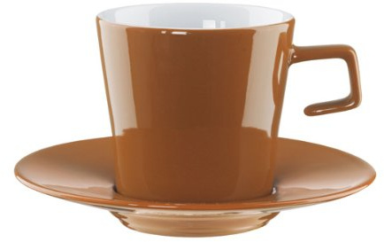 ASA Caffé Al Bar Cappuccino Tasse mit Untertasse Porzellan Braun, Größe Tasse: 8cm x 7,5cm, Untertasse: 14,7cm, 2550434