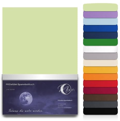 Moon Wasserbett Spannbettlaken XXL Line Silver Übergröße 200x220-220x240 190g/m² Spannbetttuch -Kiwi