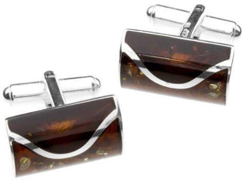 InCollections Herren-Manschettenknopf 925/000 Sterlingsilber mit Bernstein 0110257005340
